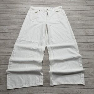 Gap Jeans Women's 32/14 Tall White Denim Extra Baggy Low Rise Wide Leg Cotton